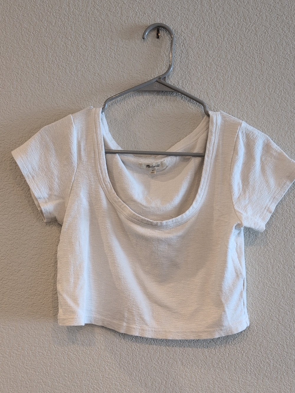 Madewell White Scoop-Neck Cotton Crop Top